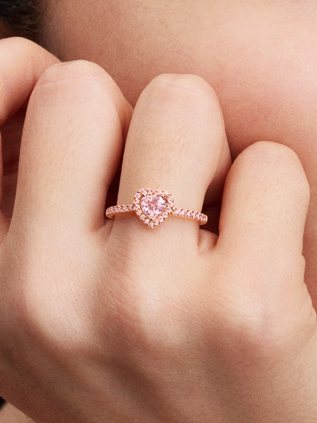 Sparkling Elevated Heart Ring - 14k rose gold plating