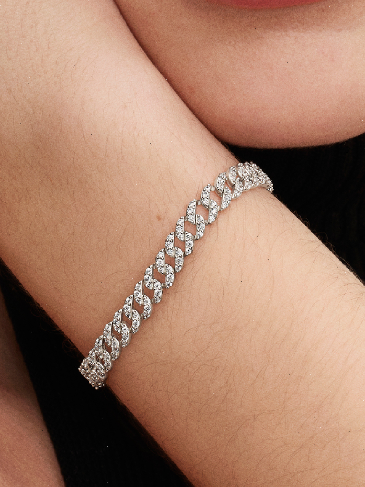 Pavé Cuban Chain Bracelet - Sterling silver