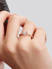 Sparkling Elevated Heart Ring - 14k rose gold plating