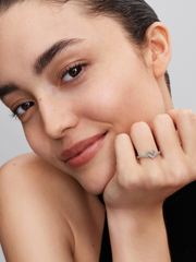Sparkling Wishbone Heart Ring - Sterling silver