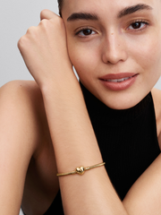 Pandora Moments Heart Clasp Snake Chain Bracelet - 14k gold