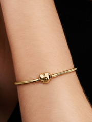 Heart Clasp Snake Chain Bracelet - 14k gold plating
