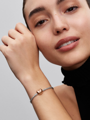 Moments Heart & Snake Chain Bracelet - Sterling silver, 14k rose gold plating