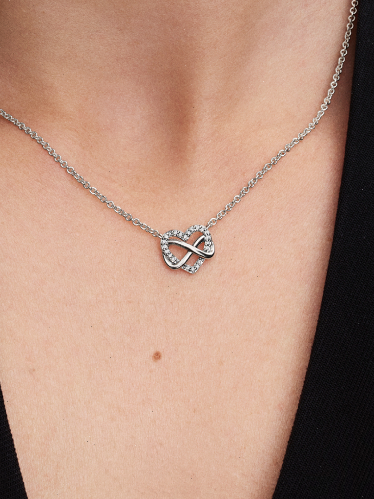 Sparkling Infinity Heart Collier Necklace - Sterling silver
