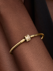 FINAL SALE - Sparkling Barrel Clasp Bangle - 14k gold plating