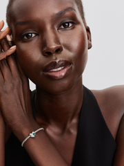 Engravable Green Stone Heart Charm - Sterling silver