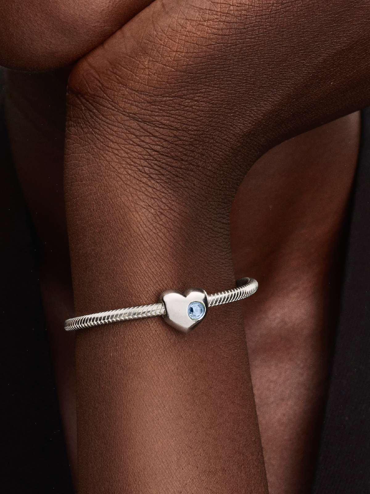 Engravable Sea Aqua Blue Stone Heart Charm - Sterling silver