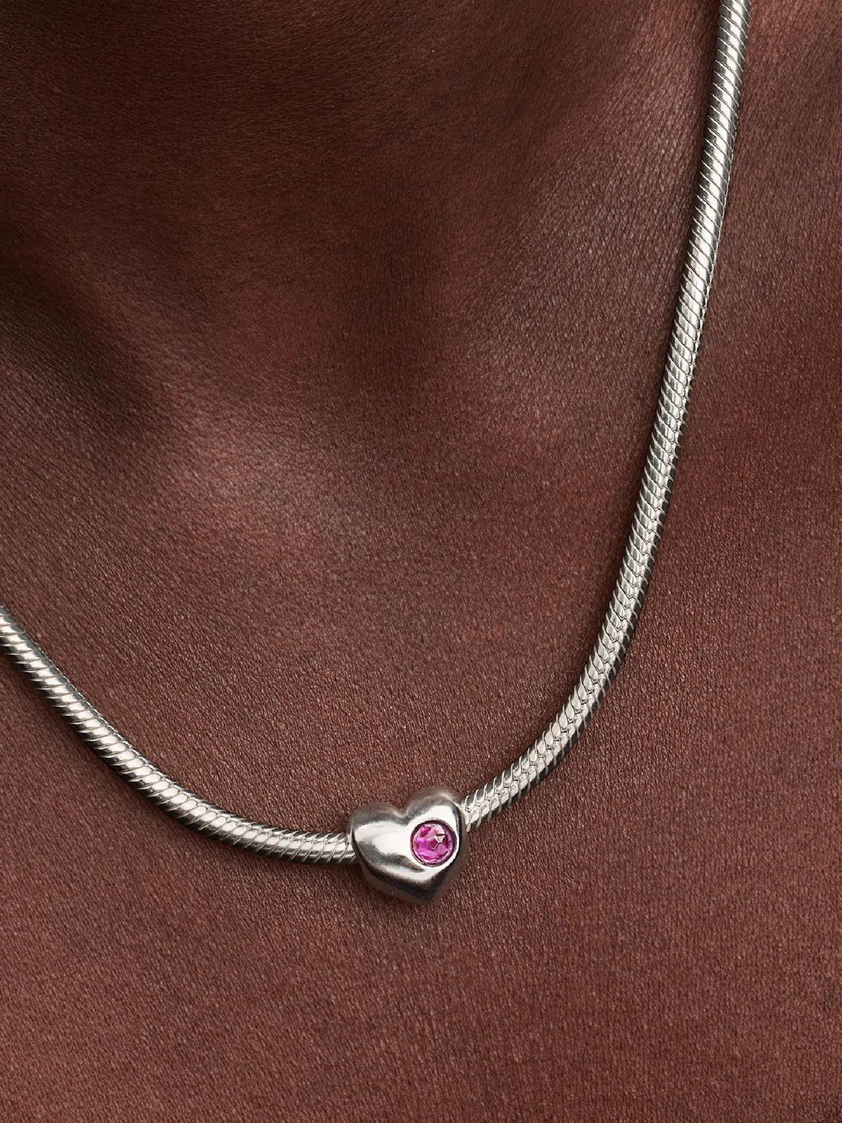 Engravable Purple Stone Heart Charm - Sterling silver