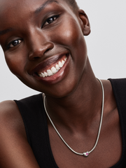 Engravable Purple Stone Heart Charm - Sterling silver