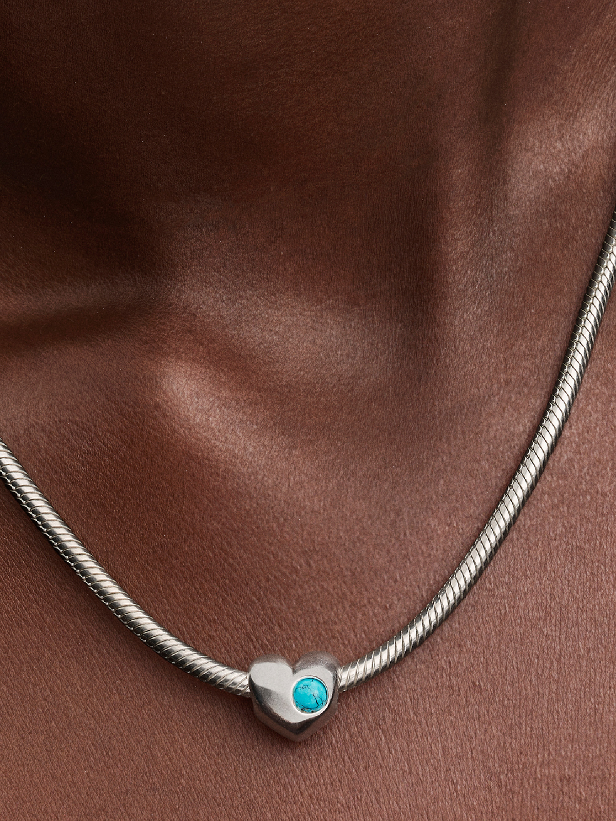 Engravable Turquoise Blue Stone Heart Charm - Sterling silver