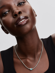 Engravable Turquoise Blue Stone Heart Charm - Sterling silver