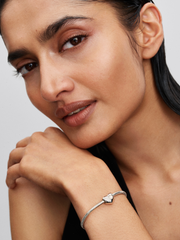 Engravable White Stone Heart Charm - Sterling silver