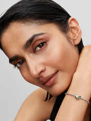 Engravable Spring Green Stone Heart Charm - Sterling silver