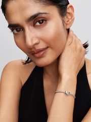 Engravable Clear Stone Heart Charm - Sterling silver