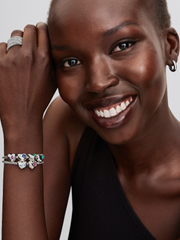 Engravable True Red Stone Heart Charm - Sterling silver