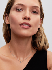 Round Pavé Halo Collier Necklace - Sterling silver