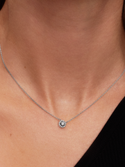 Round Pavé Halo Collier Necklace - Sterling silver