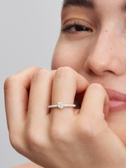 White Chakra Heart Ring - 14k gold plating