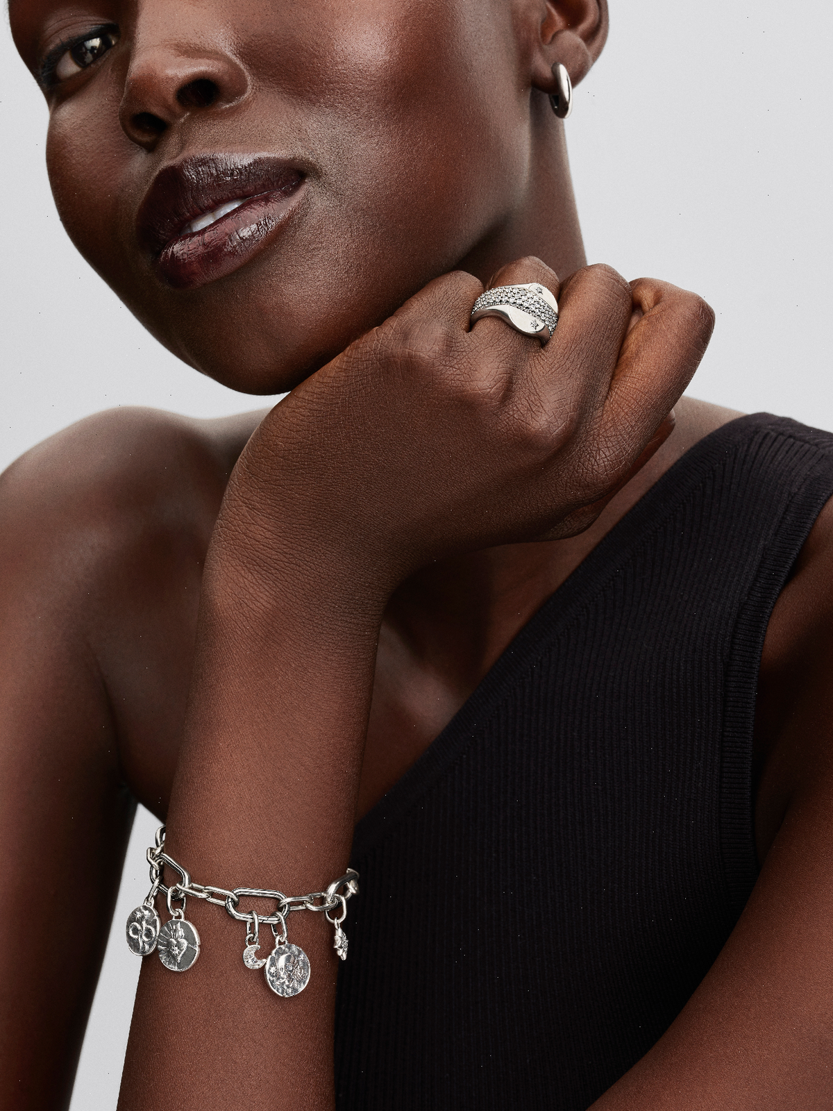 Infinity Snake Medallion Charm - Sterling silver