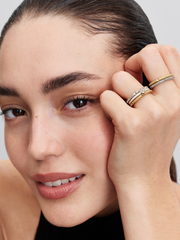 White Chakra Heart Ring - 14k gold plating