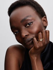 Sparkling Square Clear Halo Ring - 14k gold plating