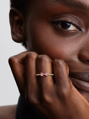Sparkling Pink Bow Ring - 14k gold plating