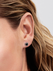 Elevated Heart Stud Earrings - Sterling silver