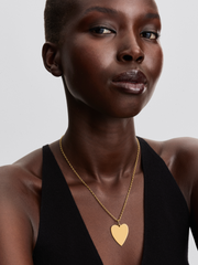 Engravable Heart Oversized Tag Pendant - 14k gold plating
