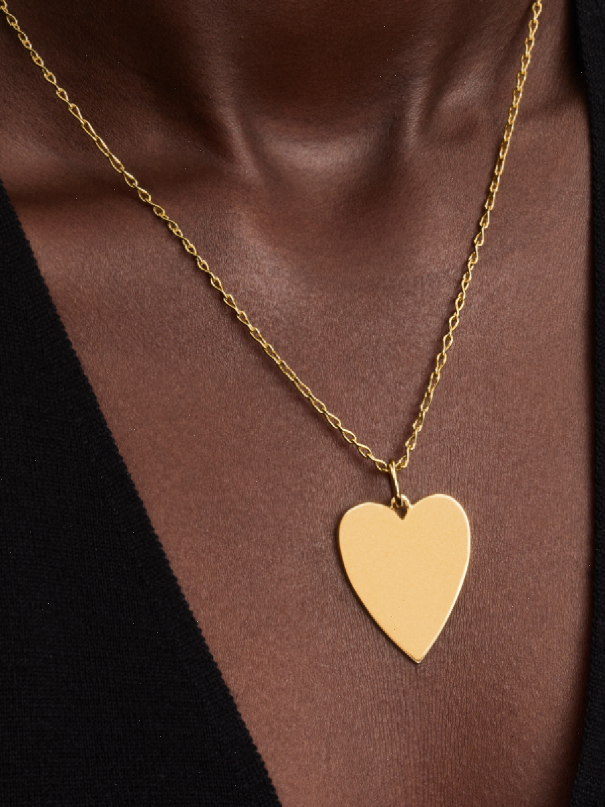 Engravable Heart Oversized Tag Pendant - 14k gold plating