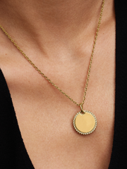 Engravable Round Tag Pendant - 14k gold plating