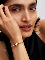 Heart Clasp Faceted Snake Chain Bracelet - 14k gold plating