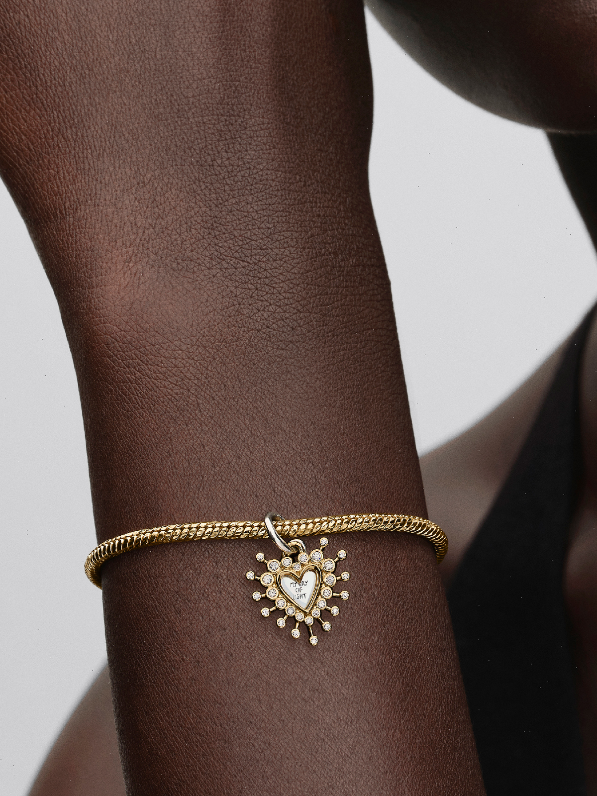 Radiant Heart Double Dangle Charm - Sterling silver, 14k gold plating