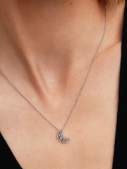 Crescent Moon Pendant Necklace - Sterling silver
