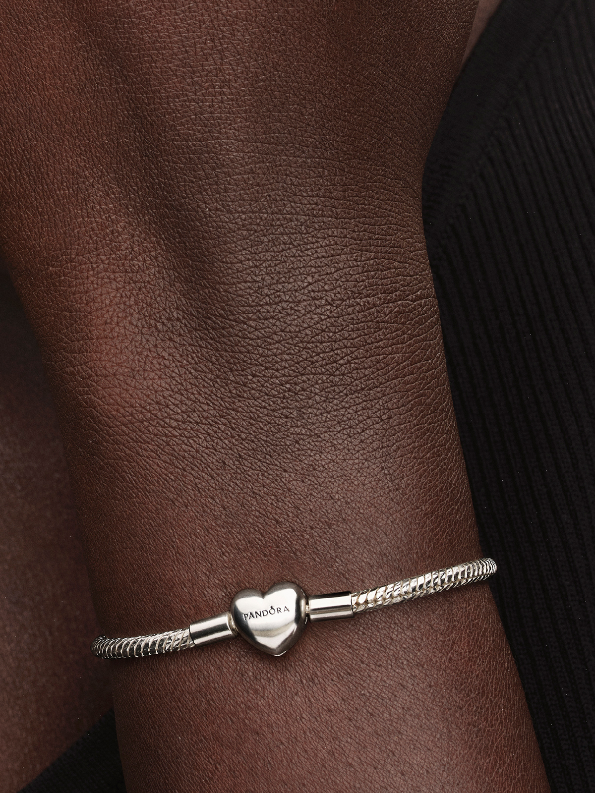 Heart Clasp Faceted Snake Chain Bracelet - Sterling silver