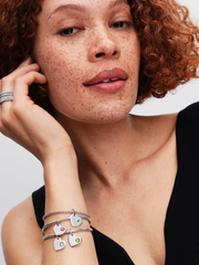 August Engravable Heart Spring Green Stone Dangle Charm - Sterling silver