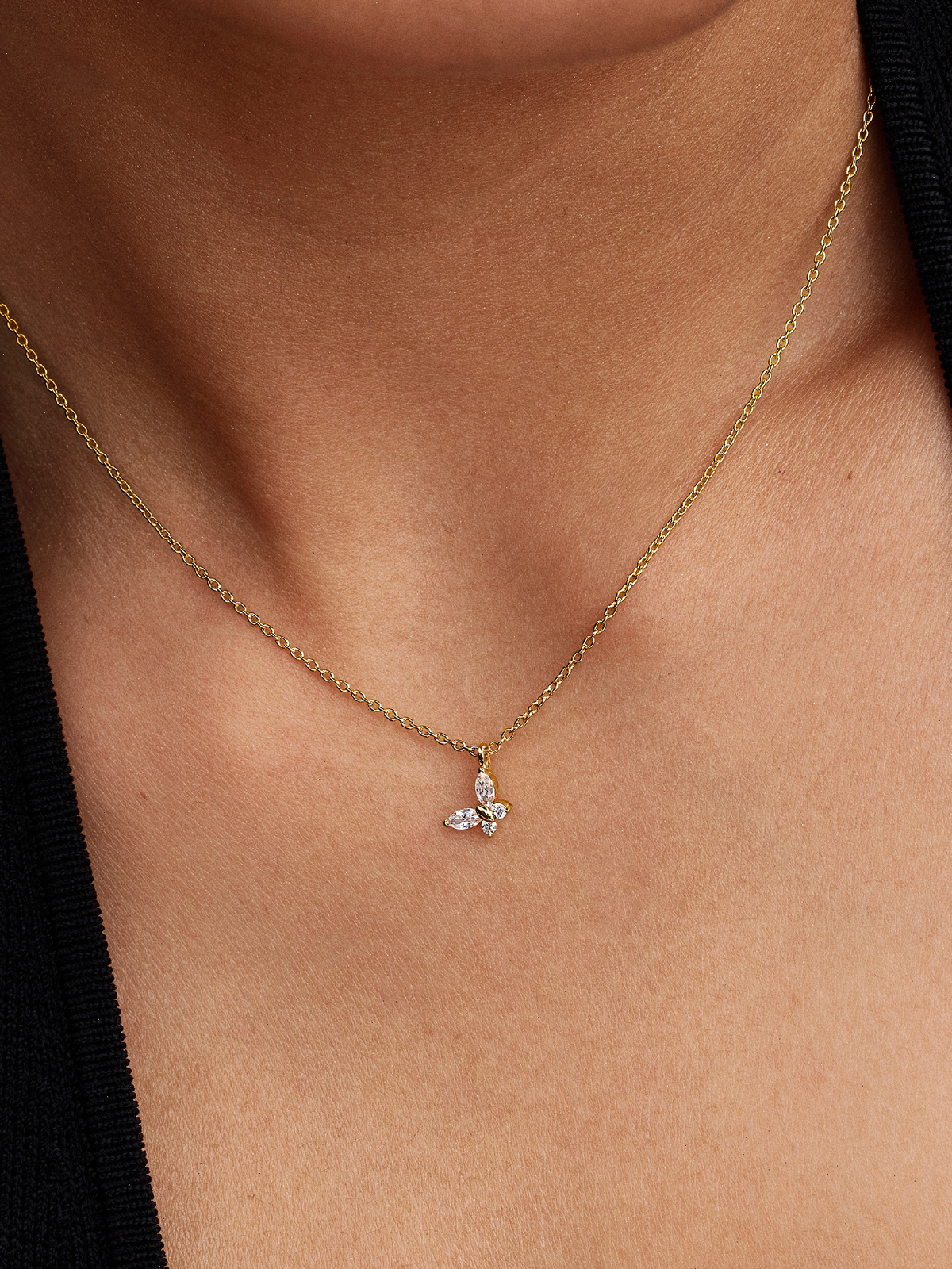 Butterfly Pendant Necklace - 14k gold plating