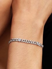 Heart Cuban Chain Bracelet - Sterling silver