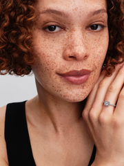 Sparkling Square Halo Ring - Sterling silver