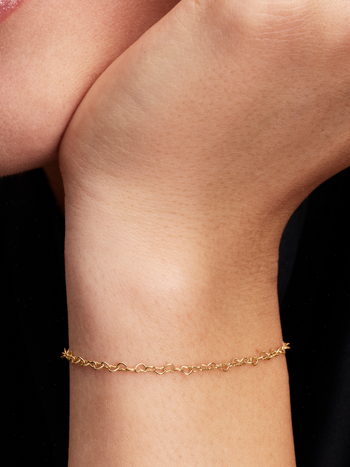 Pandora Era Linked Hearts Chain Bracelet - 14k gold