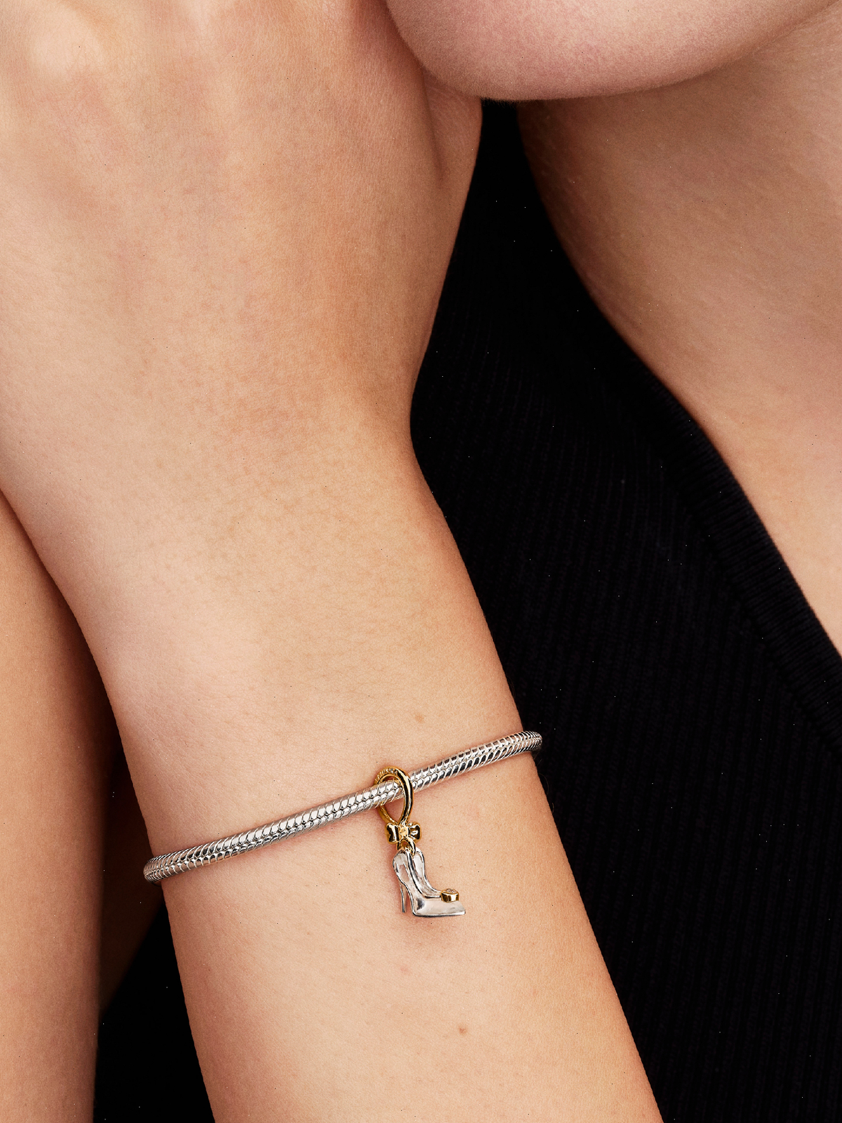 Disney Princess Cinderella Shoe Dangle Charm - 0.012 ct TW, Sterling silver, 14k gold plating