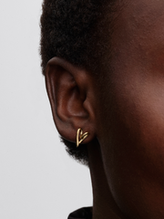 Organically Shaped Heart Stud Earrings - 14k gold plating