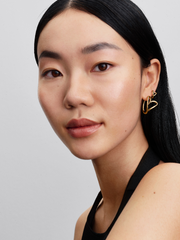 Organically Shaped Heart Small Hoop Earrings - 14k gold plating