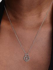 Sparkling Heart Padlock Pendant Necklace - Sterling silver