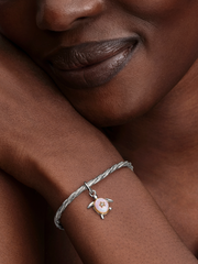 2026 Pink Sea Turtle Lab-grown Diamond Dangle Charm - 0.007 ct TW, Sterling silver, 14k gold plating