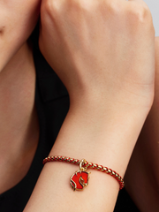 Red Fire Horse Murano Glass Dangle Charm - 14k gold plating