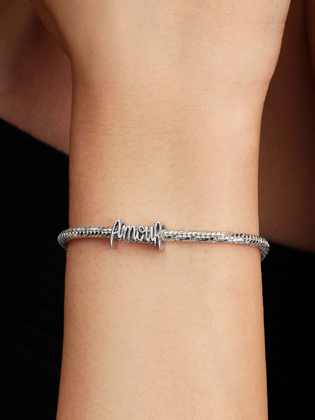 Amour Script Charm - Sterling silver