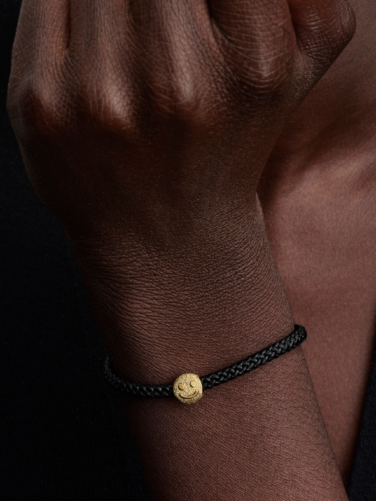 Textured Happy Face Mini Charm - 14k gold plating