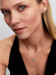 Sparkling Heart Padlock Stud Earrings - Sterling silver