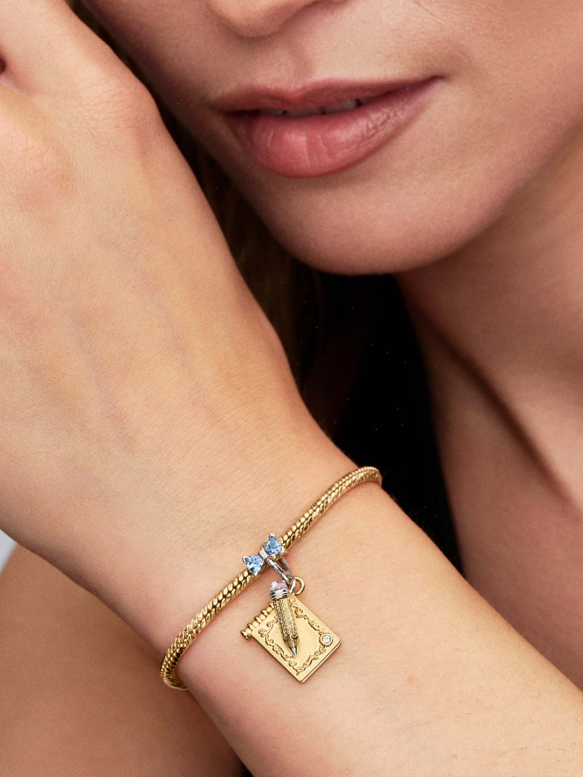 Bridgerton Dance Card & Pencil Dangle Charm - Sterling silver, 14k gold plating