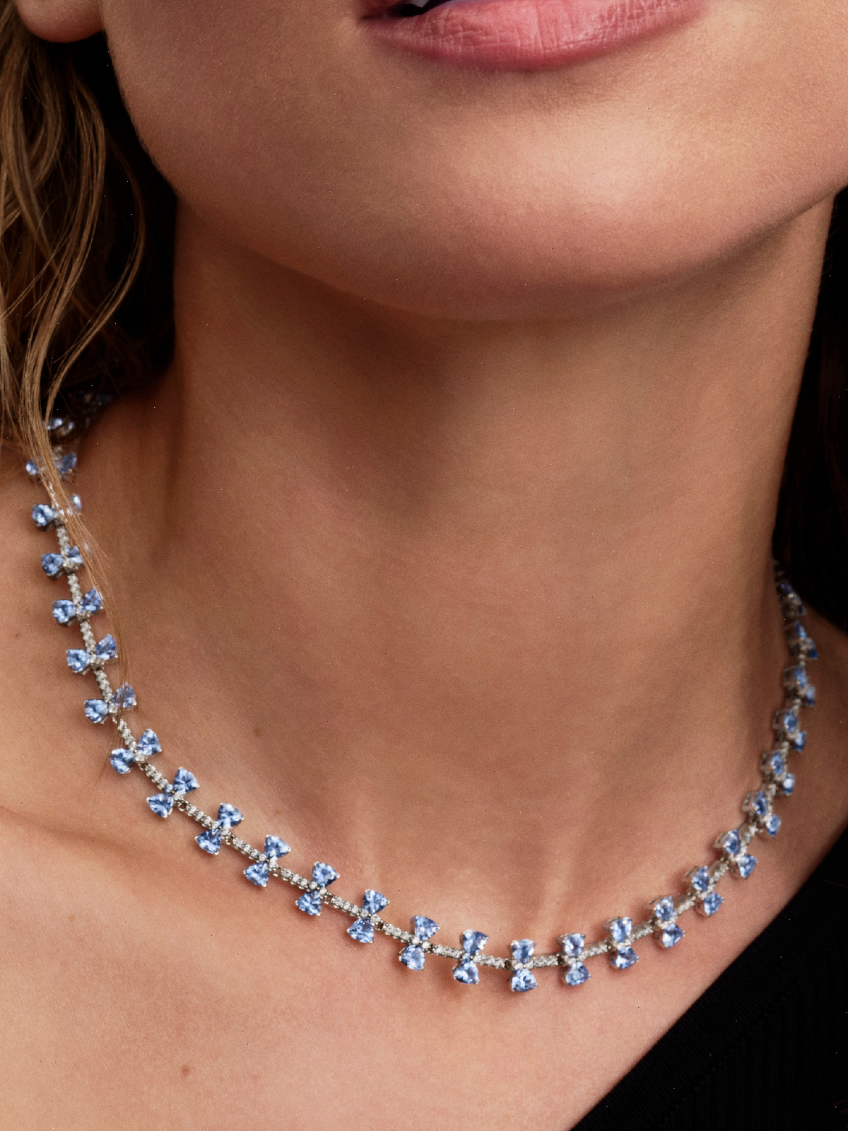 Bridgerton Blue Bow Necklace - Sterling silver